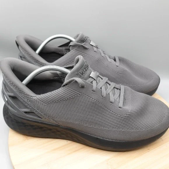 Kizik Men 12 Womens 13.5 Wide Athens Dark Grey Knit Hands-Free Sneakers Athletic